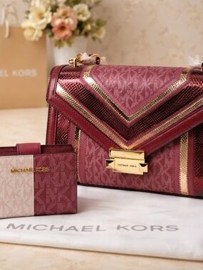 NWT Michael Kors Cherry Multi Signature Shoulder Bag & Wallet